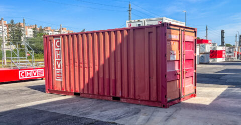 Zustand: gebraucht | 211.010-0 • 20ft (6m) Lagercontainer aus Stahl • Holzfußboden • Stahlcontainerdoppeltüre mit Verriegelungsstange • Farbe: rot • € 2.250,-