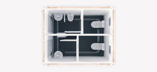 CHV-150-WCDH WC-Container 10 Fuß D/H Layout