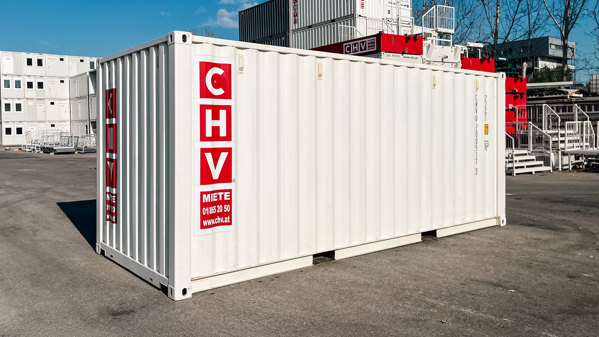 Rear view of used 20-ft shipping container