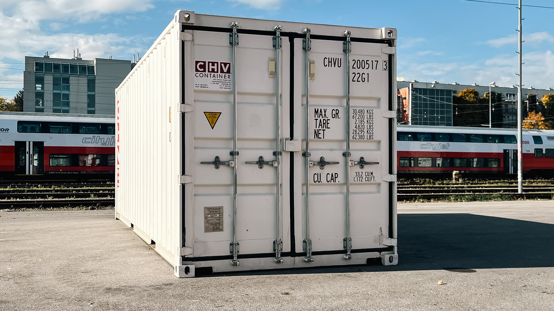 Used 20-ft ISO shipping container with cargo doors