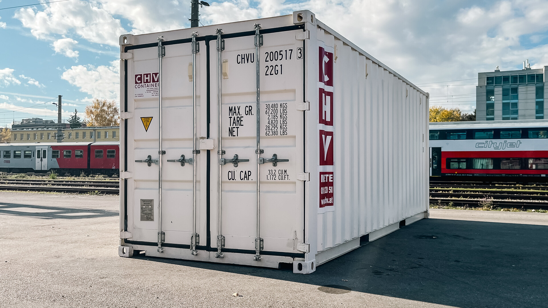 Used 20-ft shipping container from CHV's rental fleet