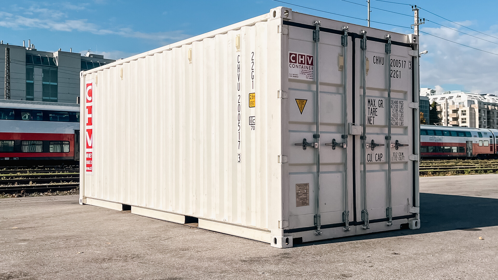 Used shipping container for construction-site storage