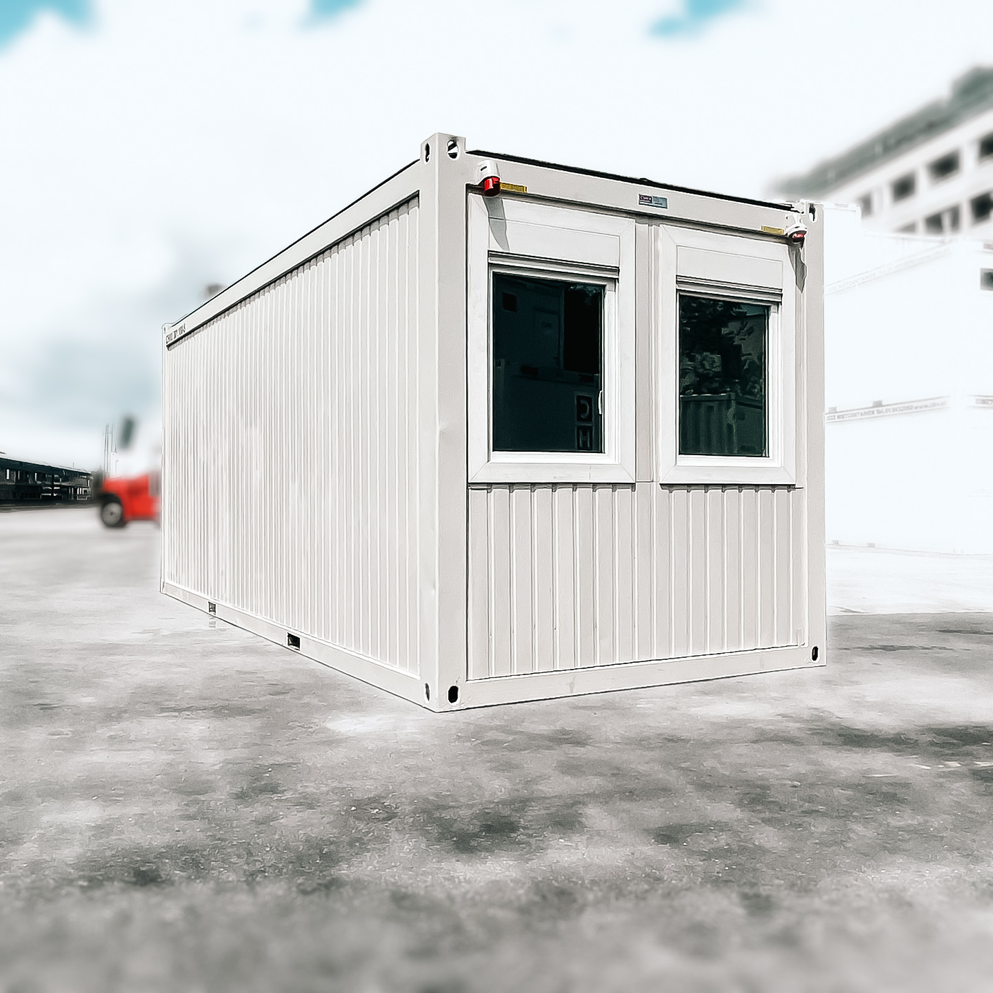 Frontansicht gebraucht bürocontainer kaufen bei CHV