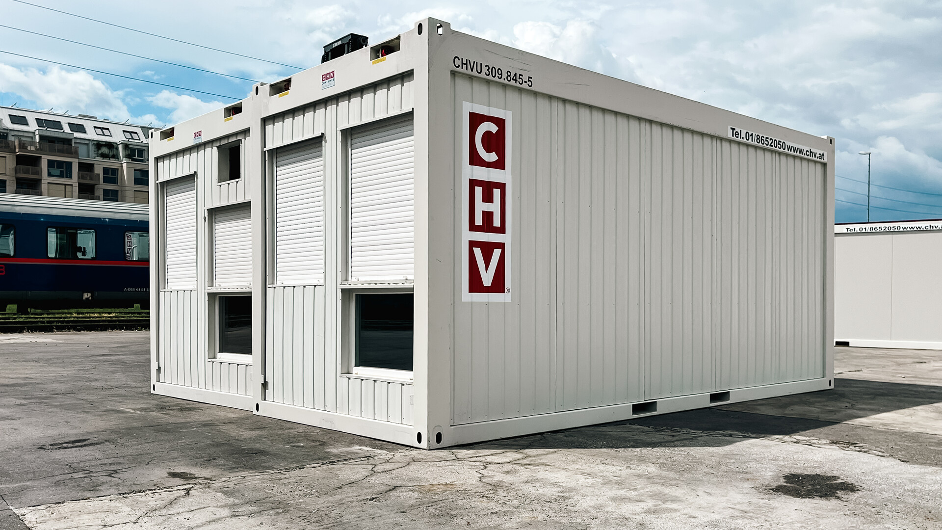 Seitenansicht der Doppelanlage im CHV-Depot Wien